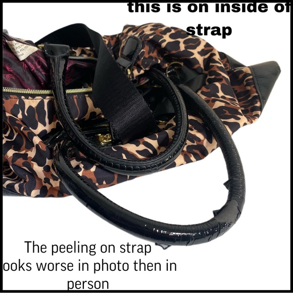 BETSEY JOHNSON LEOPARD PRINT BLACK PATENT LEATHER BAG - Picture 12 of 15